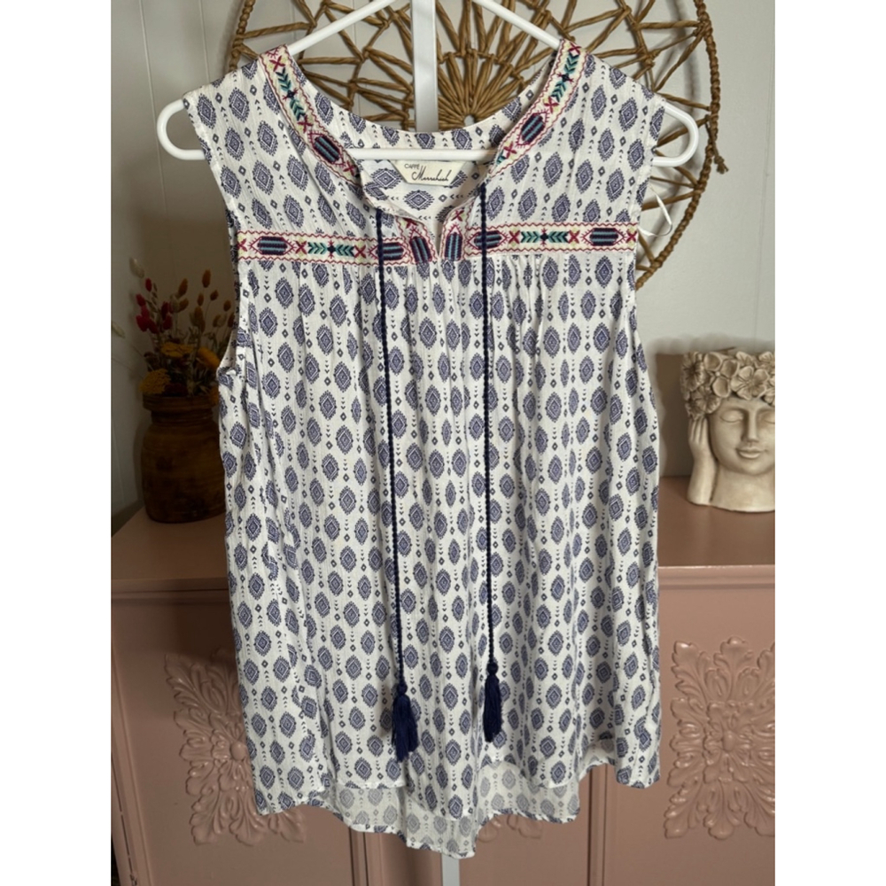 Women's‎ Caffe Marrakech Tank Top S White Blue